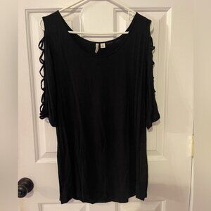 Black Relaxed Cutout Sleeve Blouse